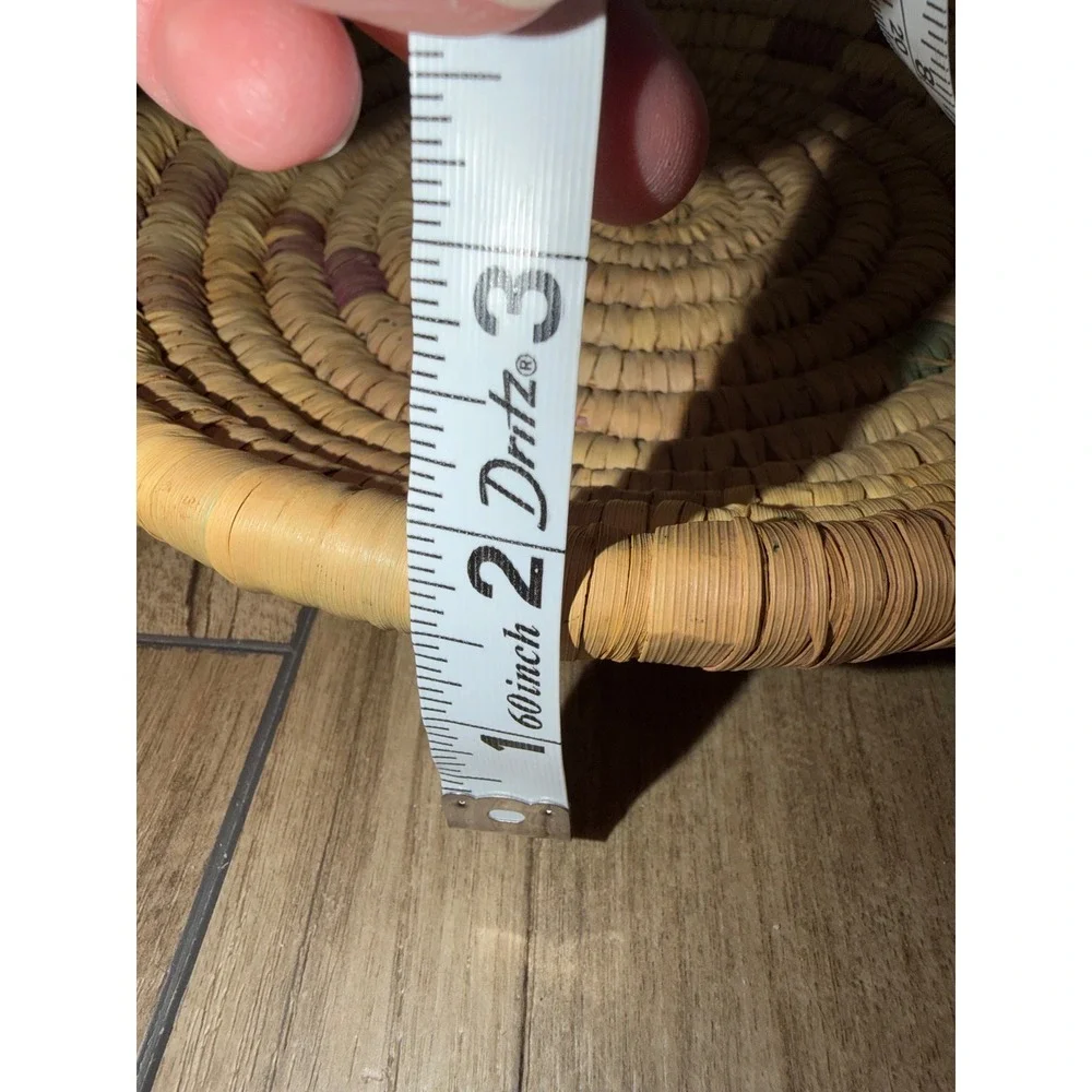 Vintage Hand Woven Coiled Straw Wall Hanging Basket Tray Boho Decor 12